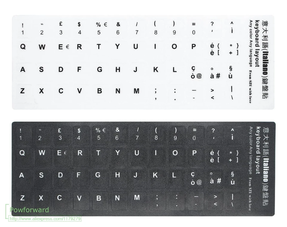 Klávesnica pre notebook prenosný počítač prenosný počítač 13.3 14 15.6 17,3 palca nálepky na klávesnicu PC 2PCS/Lot Spanish Italian Universal