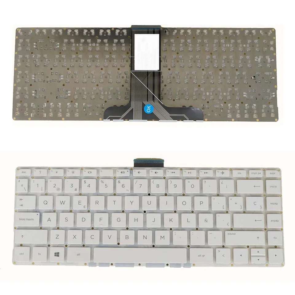 Klávesnica španielskeho notebooku pre HP Stream 14 Pro G3, 14-AX 14-AX 000 14T-AX000 14-CB 14-CB000 14-CB100 901658-071 NSK-CX3SQ, Biela biela