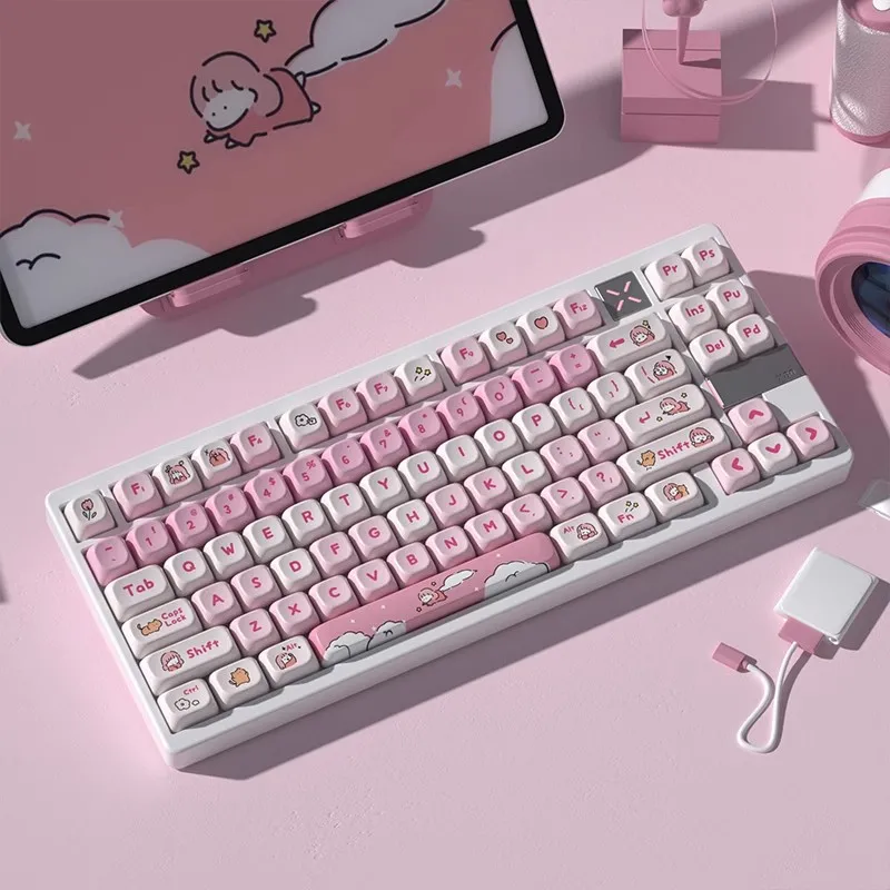 Klávesové kľúče Lanlan Set PBT Sublimation Mot Profil Keycaps pre mechanické príslušenstvo klávesnice Vlastné ružové roztomilé čiapky klávesnice