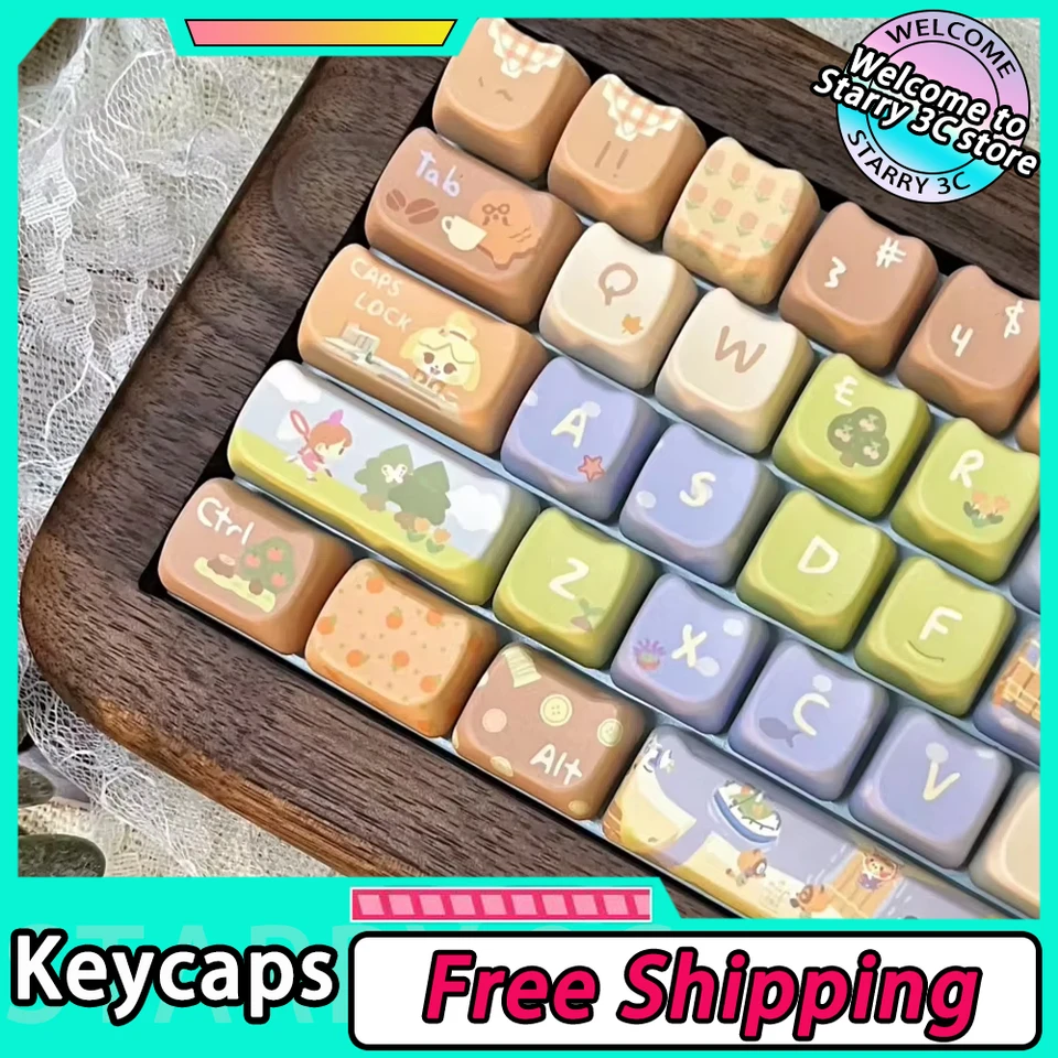 Klávesové kľúče zvierat Mao/MOA Keycap 142 Kláves Prispôsobené roztomilé kľúče čiapky darček mačacie tepelné sub pre mechanickú klávesnicu