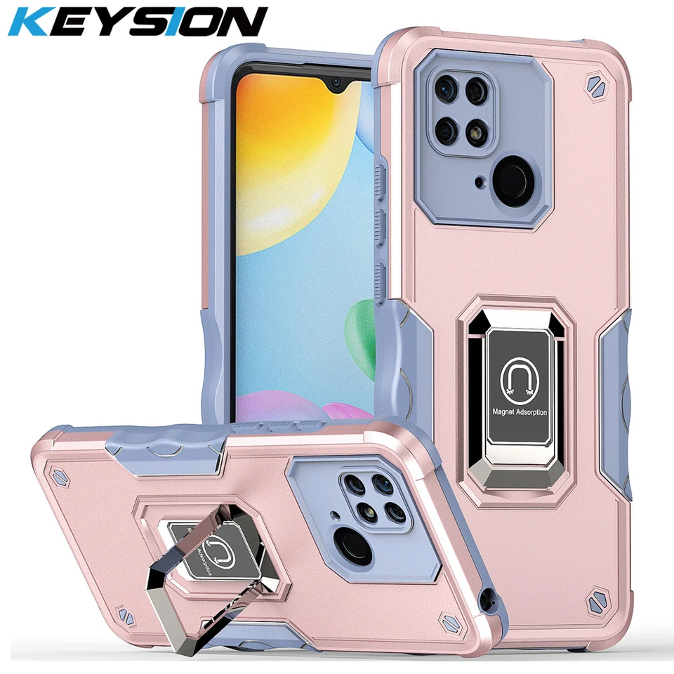 Klávesové puzdro Armor Armor pre Redmi 10C 10A 9 9A 9C Poznámka 9 Pro 9S Ring Stand Telefón Zadný kryt pre Xiaomi 11T 5G 11T PRO 5G