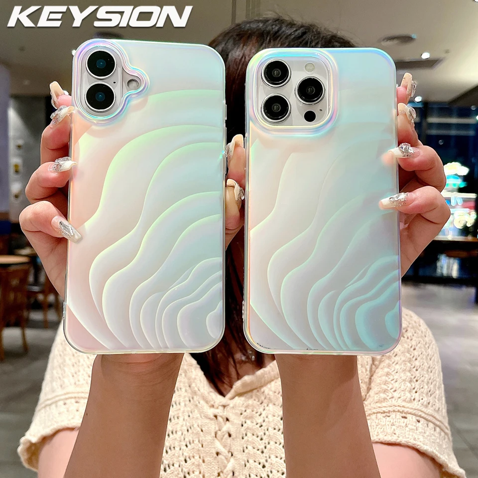 Klávesové puzdro pre gradient vlny pre iPhone 16 Pro Max 16Plus Matte Silikone+PC Shock -odolný telefón pre telefón pre iPhone15 14 Pro Max