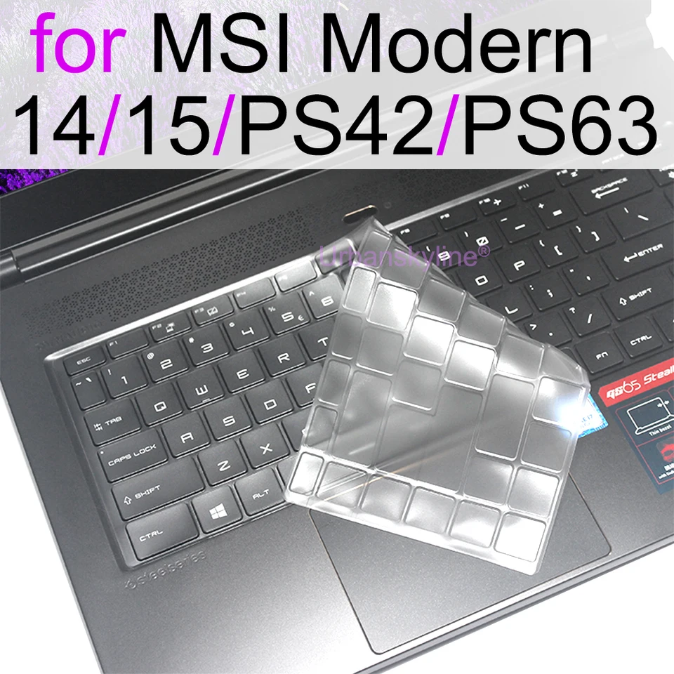Klávesový kryt pre MSI Modern 14 Modern 15 PS42 PS63 A10M A10R8 A10SC Clear Silikone TPU Protector Protector Case 14a 14B 2021