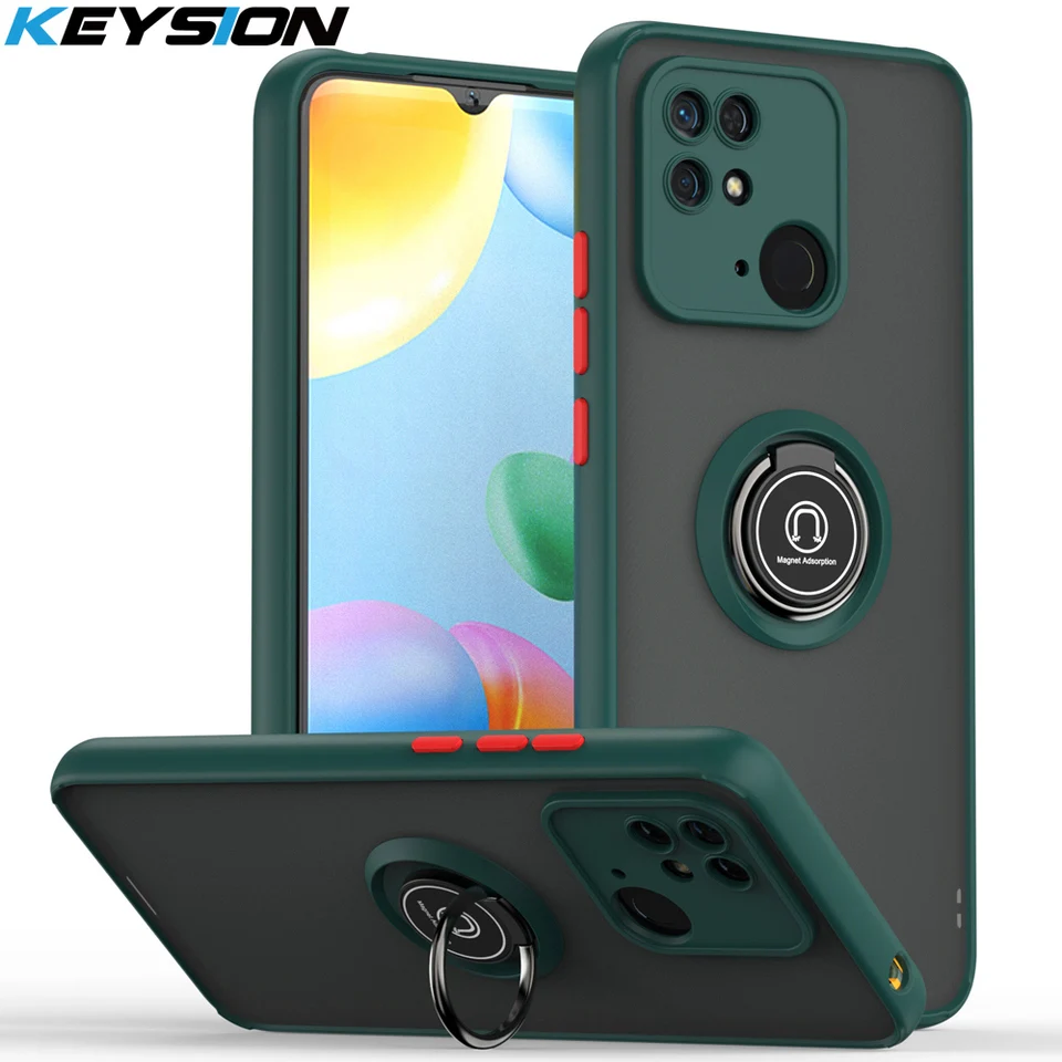 Klávesový módny matný puzdro pre Redmi 10c 10 2022 9c Transparentný prsteň stojan na nárazový kryt telefónu pre Xiaomi Redmi 10 Prime