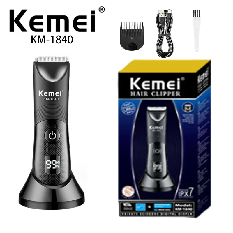 KM-1840 KEMEI Nový celotelový vodotesný elektrický holič FADER s nabíjacou základňou Multifunkcia holenia vlasov Clipper