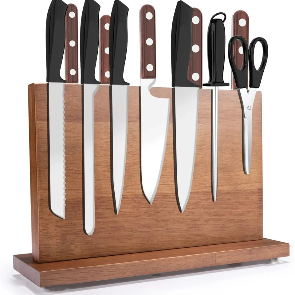 Knife Block Magnetic Nôž držiak stojan pre kuchynské pult, poličky na skladovanie nožov s obojstrannou magnetickou
