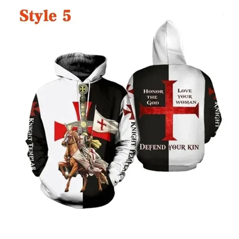 Knight Templar Mens mikina mikina 3d tlačená muži Ženy Príležitostné mikiny s kapucňou pullover hip hop hop harajuku streetwear topywear