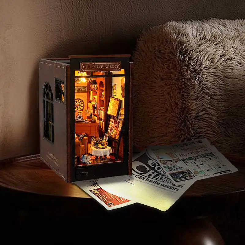 Kniha kúta pre dospelých puzzle drevená miniatúrna kniha zákulisí vzdelávacie knihy zákruta Model Building Kit pre študijnú miestnosť bývanie