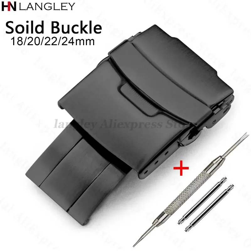 Knižka na hodinky z nehrdzavejúcej ocele pre sponu na hodinky Seiko 18/20/22/22/22/24 mm Soild Cast Button Pre Citizen Diver Class Class Compleors