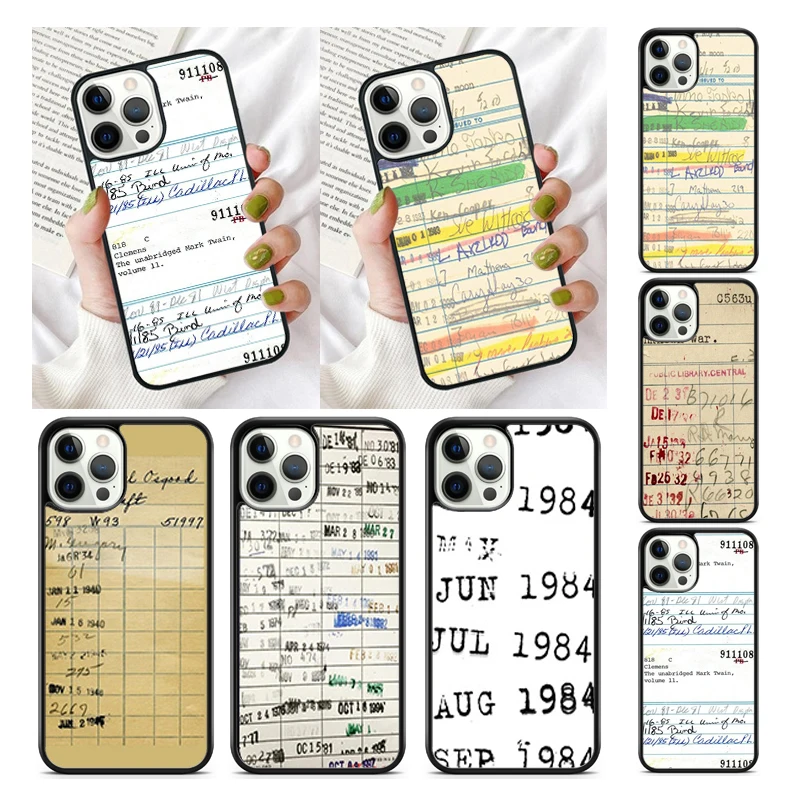 Knižnica karta vinobranie retro pečiatkované puzdro pre iPhone 16 15 SE2020 13 14 11 12 Mini Pro Max 6 7 8 Plus Coque Fundas Shell
