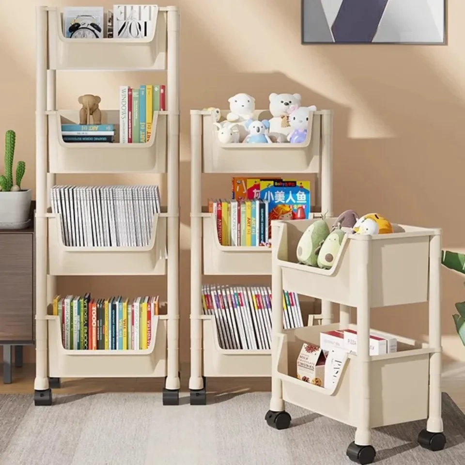 Knižníkový úložný vozík Trolley Movely Open Style Spálňa Hračky Organizátor Snack Organizátor Police Simple kuchyňa Viacvrstvový nástroj
