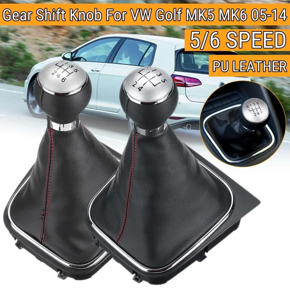Knob s radením automobilu W/Gaiter Boot Cover pre VW Golf Rabbit Jetta MK5 MK6 2005-2014
