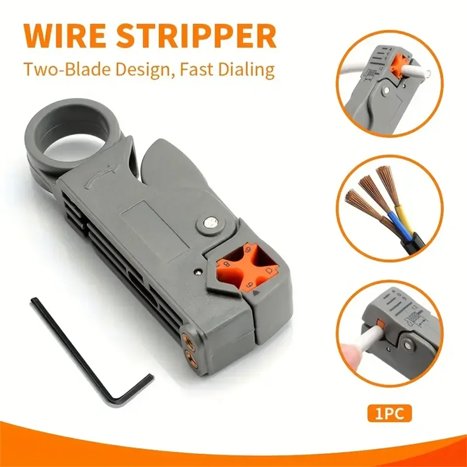 Koaxiálny kábel káblového kábla Stripper sieťový rezačka drôtového striptéra Rotary Dual Cutter Elektriuian sieťový nástroj na stripovanie