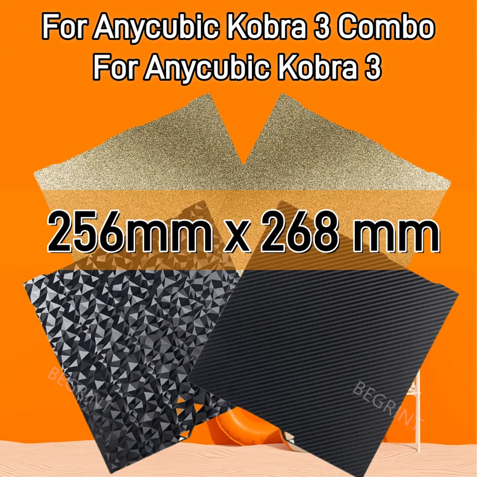 Kobra 3 Pei List pre AnyCubic kobra 3 Combo Build Plate 256x268 mm dvojitá bočná tlačiareň Spring oceľový list 3D tlačiareň Časti lôžko