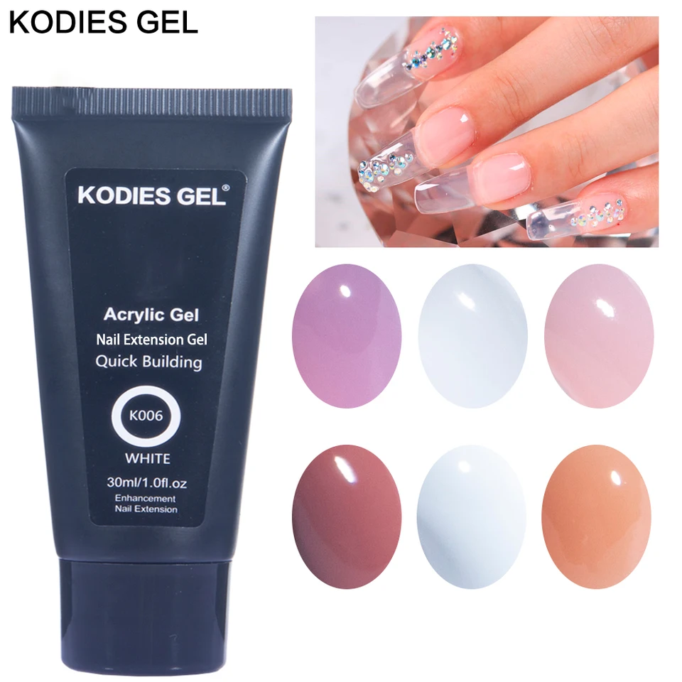 KODIEL GEL 30 ml Profesionálny staviteľ UV gél lesk 3D Poly Construction Gel pre predlžovanie nechtového umenia biela číra francúzska manikúra