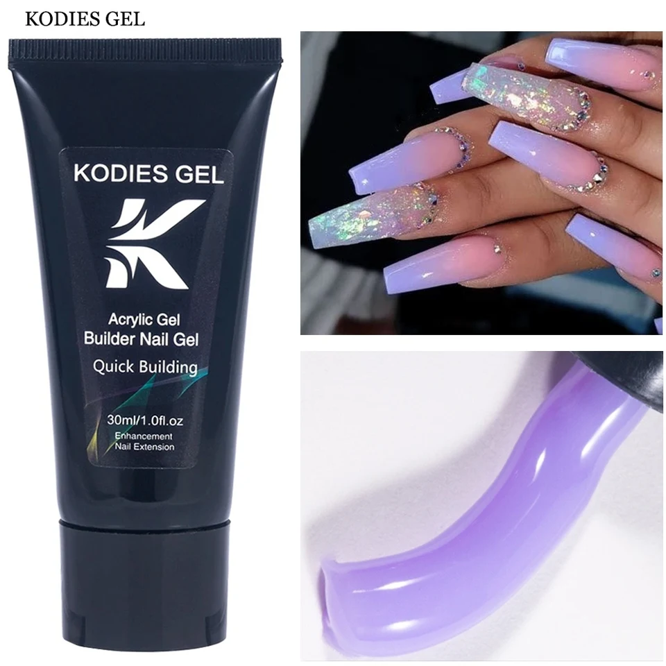 KODIEL GEL Purple Poly Nail Gel Extension 30 ml tuhého akrylového gélu rýchla budova Tvrdý gél Poľský polopriepustný UV/LED manikúra LED