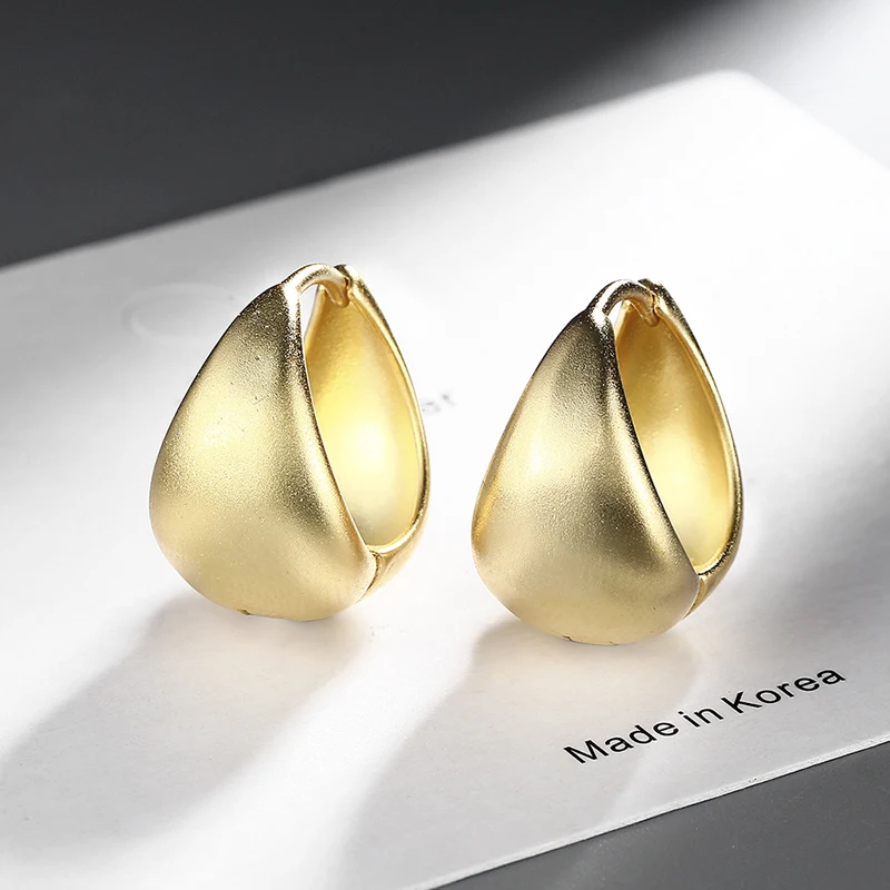Kofsac Simple Frosting Frosting Droplets Ear pracka pre ženy High-módna 925 Sterling Silver Gold Color Šperty Dámske náušnice