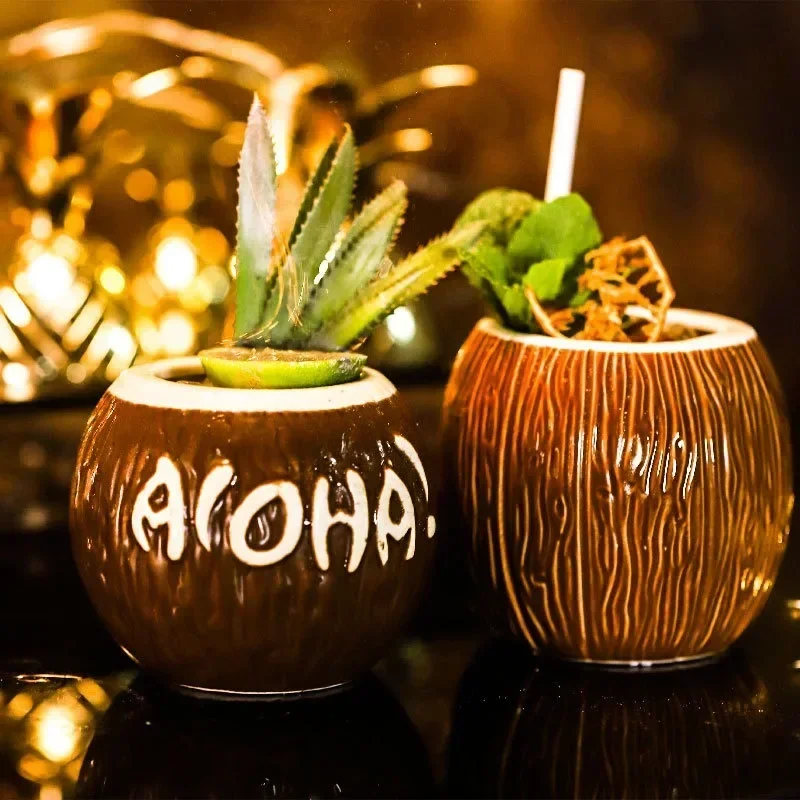 Kokosový pohár bar tiki pohár koktail sklenený havajský pohár na víno Party Drink Drink Cup Tiki hrnček keramické poháre šampanské okuliare