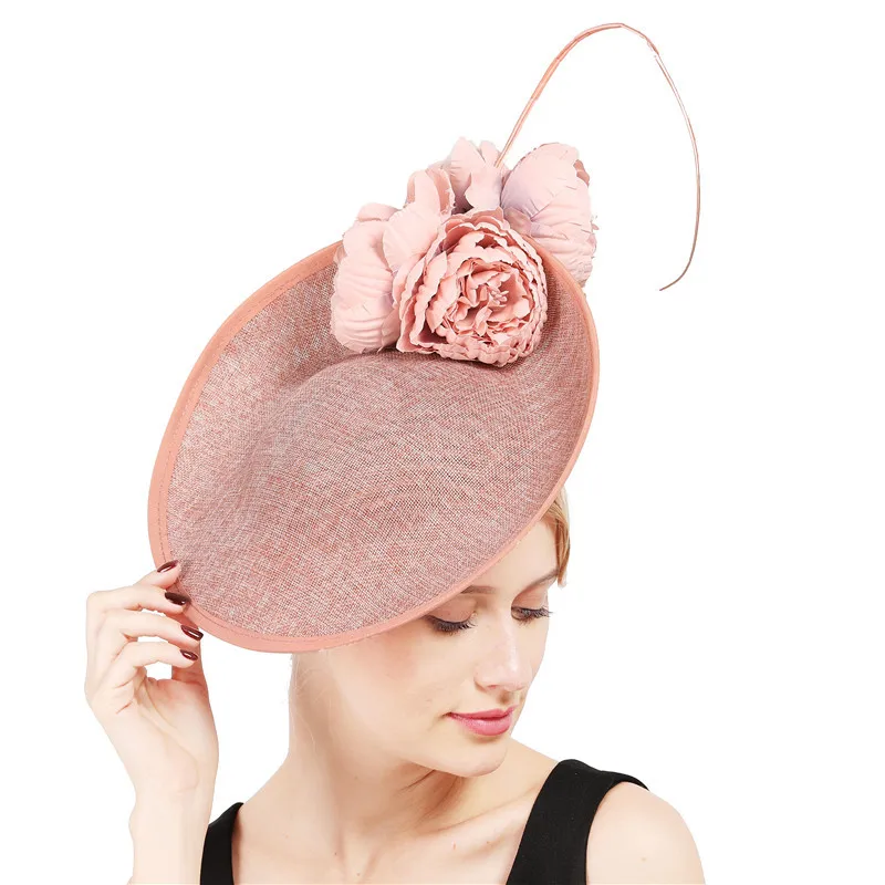 Kokteilové kostoly klobúky Elegantné veľké vlasy fascinátory pre ples ženy Fedora nádherná dáma Fancy Pekné kvetinové pokrývky hlavy
