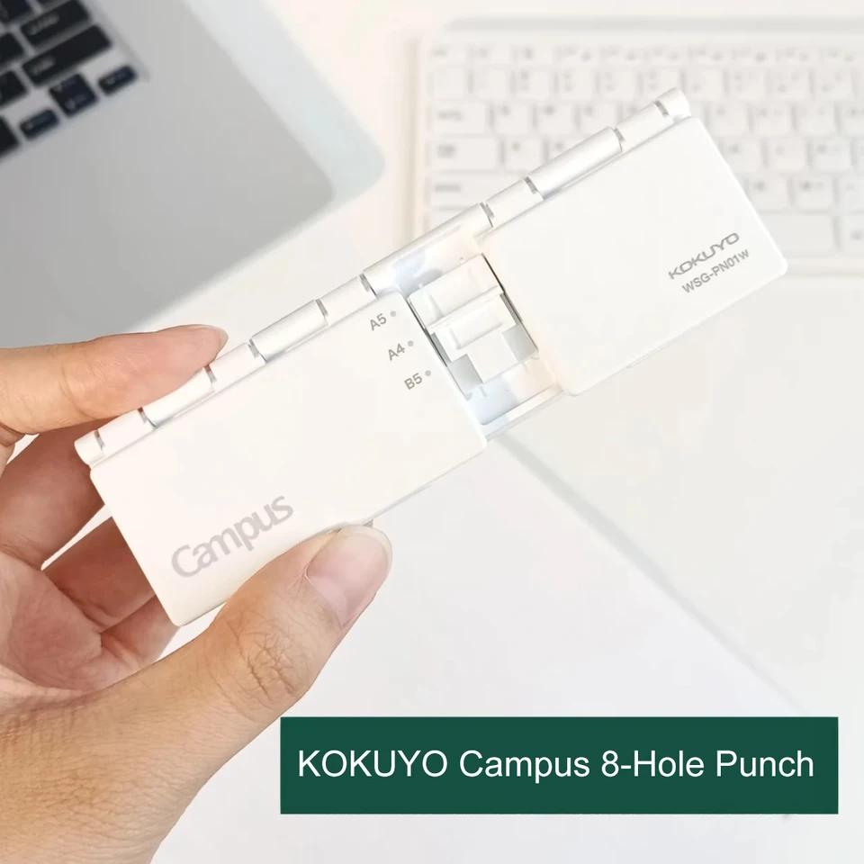 Kokuyo Campus 8-Dier Punch White White A5 B5 A4 Loose-Leaf Notebook Papier Puncher