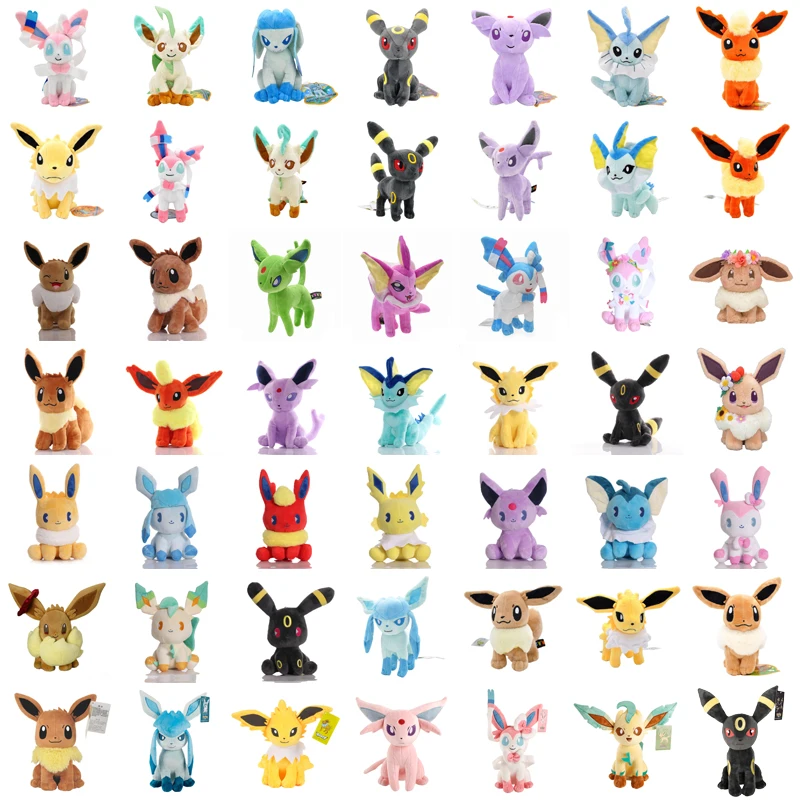 Kolekcia Pokemon Eevee Plush Flareon Vaporeon Plnená bábika Espeon Umbreon Glaceon Leafeon Sylveon Plushies vianočné darčeky pre deti