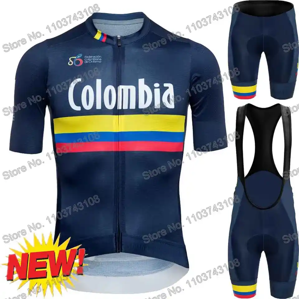 Kolumbia 2024 cyklistický dres Pánsky set letné cyklistické oblečenie cestné preteky košeľa košeľa oblek mtb dám
