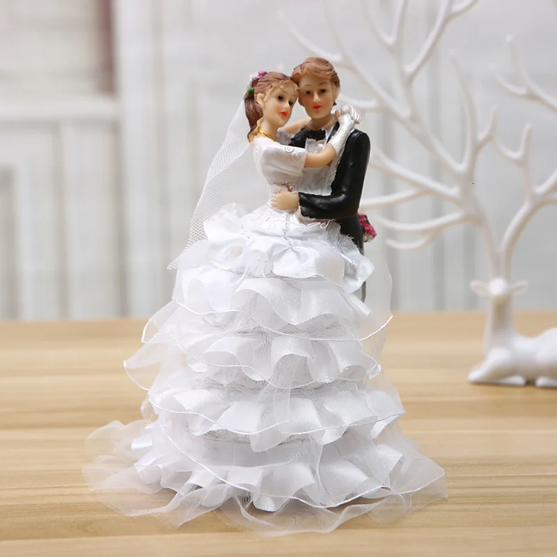 Koláče Toppers Dolls Nevesta a ženích Figuríny Funny Casamento Svadobné torty Toppers stojan Topper Decoration Supplies