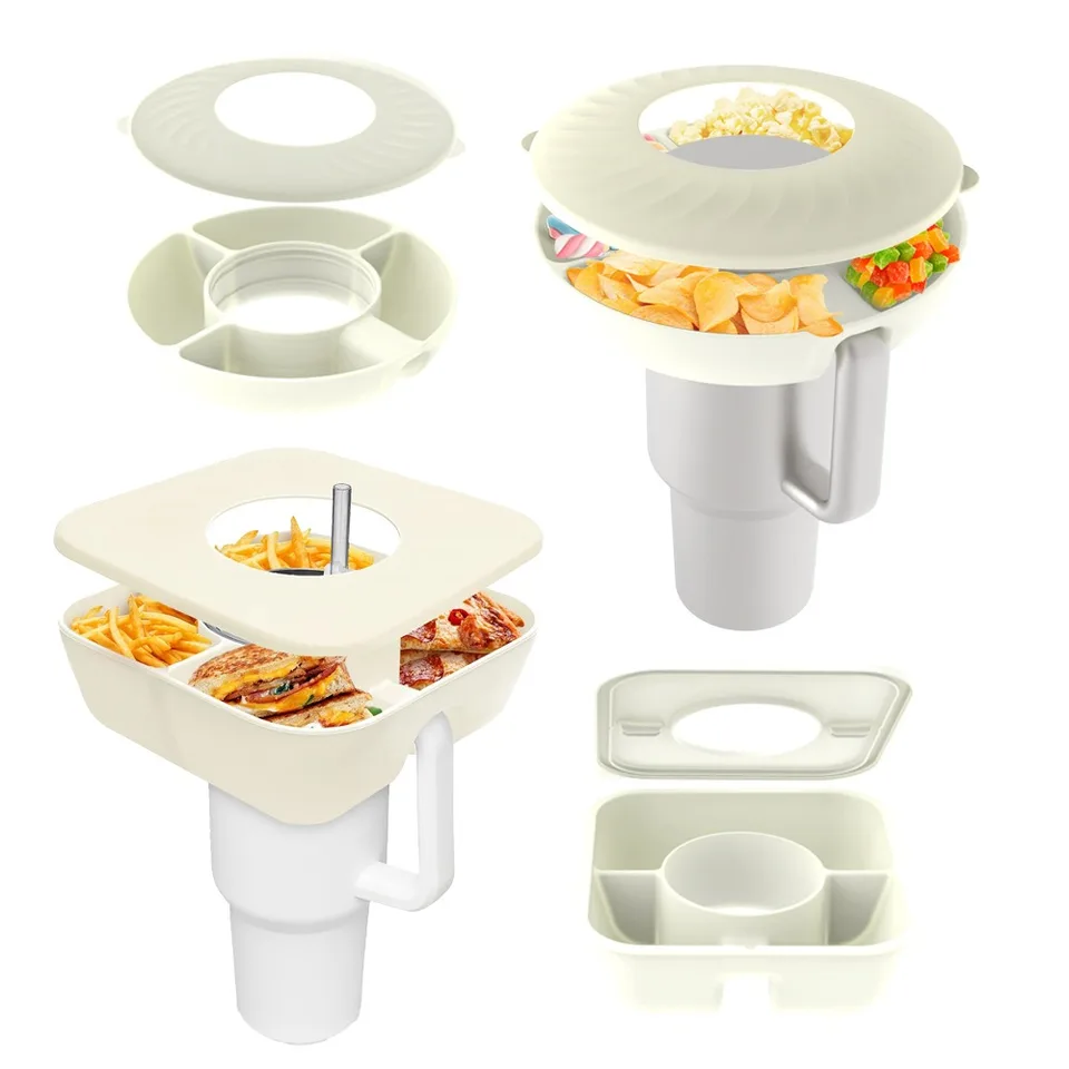 Kombinované občerstvenie občerstvenie držiak na občerstvenie držiak Opätovné použiteľné občerstvenie Popcorn Snack Bowl Tray Popcorns Palieky prsteň vonkajšie