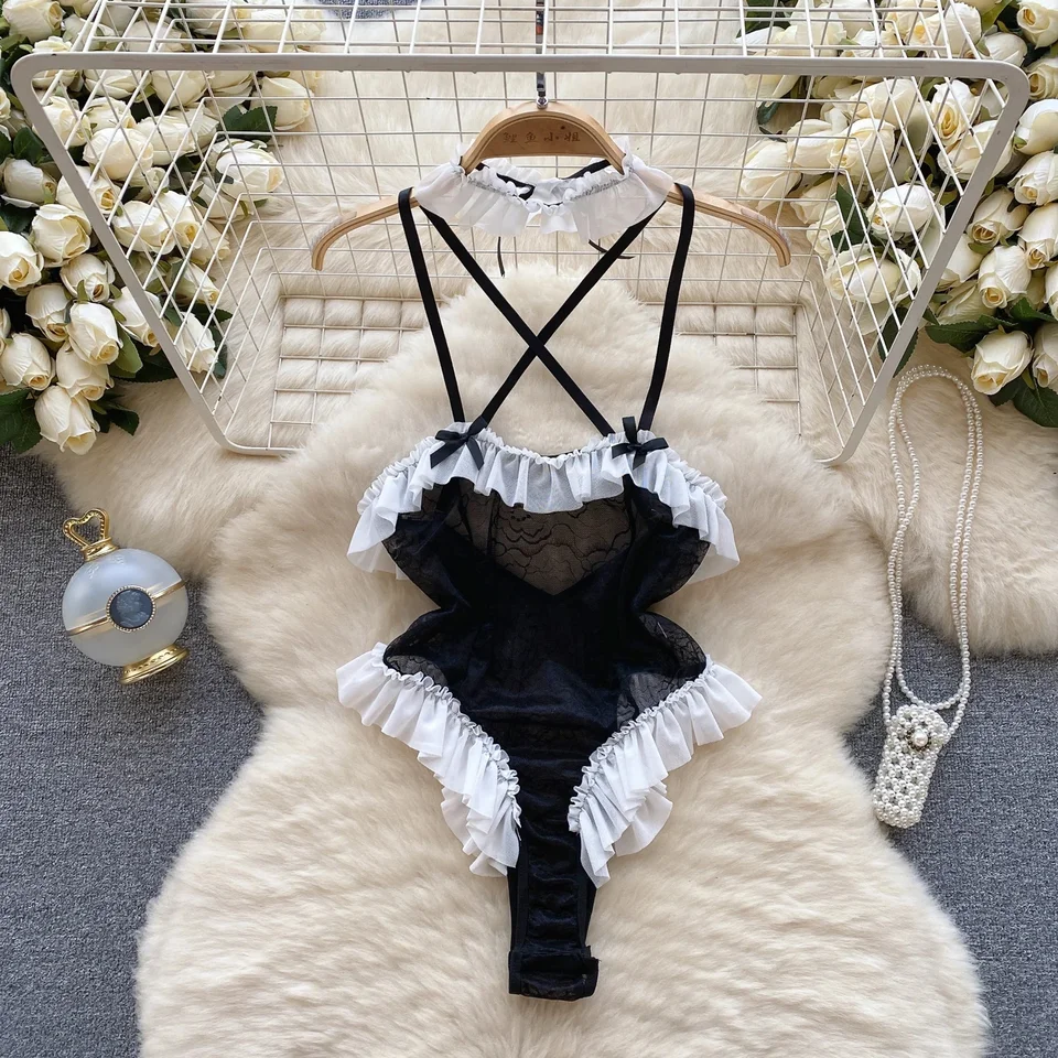 Kombinéza horúca pre ženy, čipky, čipky, Camis porno uniforma číry zmyselný Magdalyn Bodycon BodySuits Priehľadné nové nové