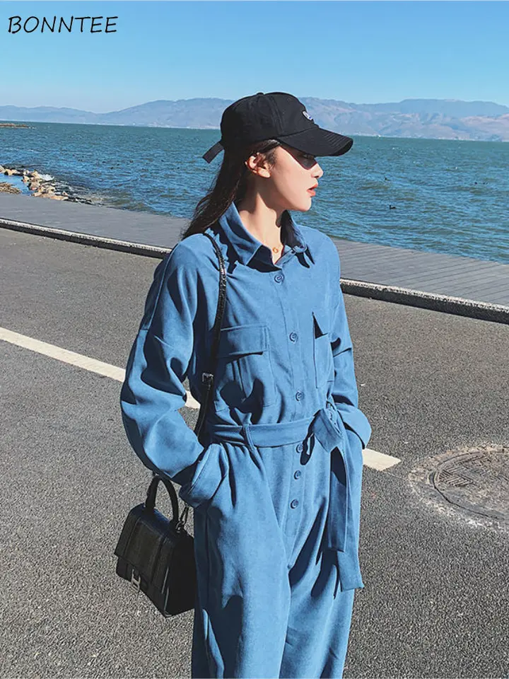 Kombinézy Ženy rovno s pásom základné všetky zápasy Streetwear Cool Clothing Korean Fashion Office Ladies leto bf y2k harajuku