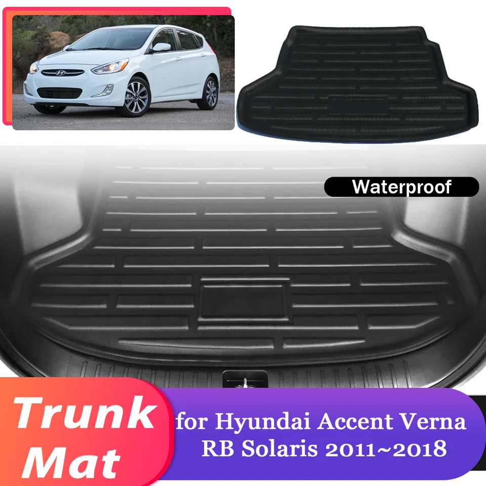 Kombík Mat pre Hyundai Accent Verna RB Solaris 2011 ~ 2018 Vodáodný koberec batožiny Koberec Cargo Boot vložka koberec koberec Cover Cover Apssure