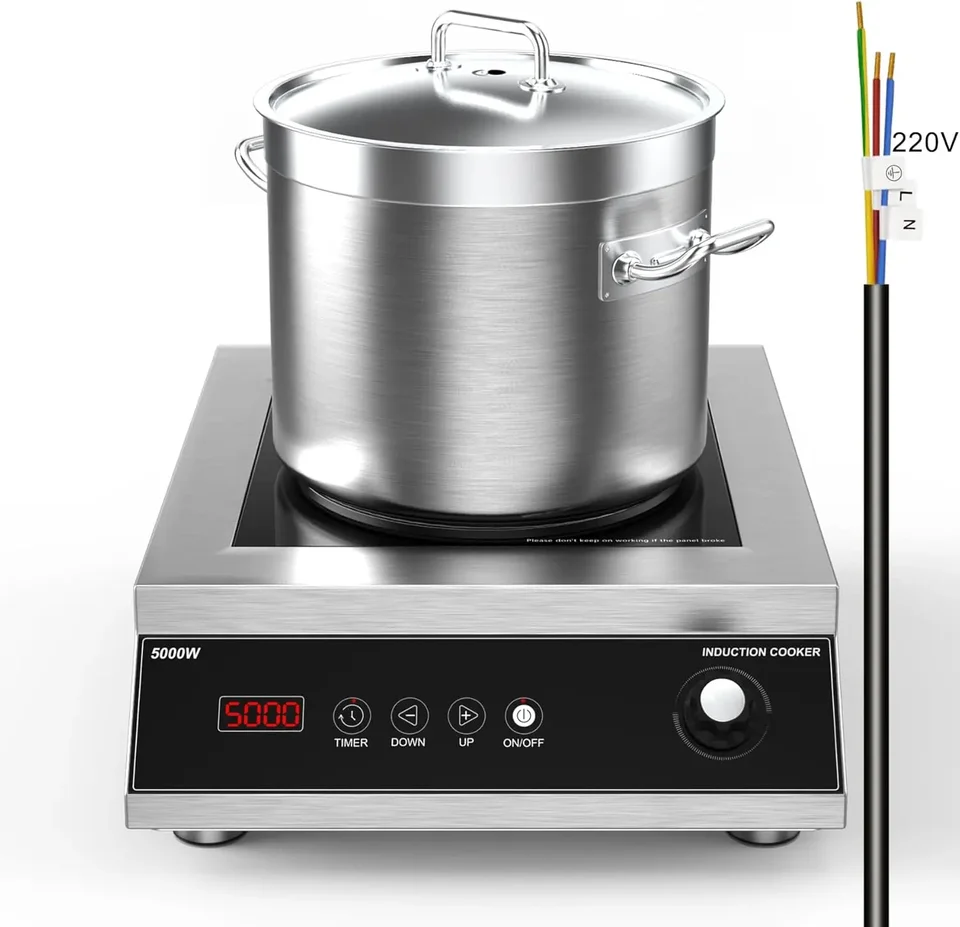 Komerčná indukčná varná doska, profesionálna indukčná varná doska, horúca doska 5 000 W s LCD Touch and Gomb Control 4 Hodiny časovača, 16 P