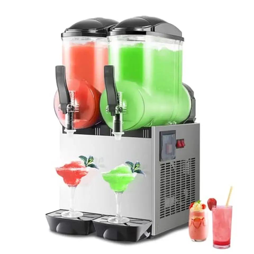 Komerčná nehrdzavejúca oceľ Slushie Stroj 30 l x 2 nádrže Frozen nápojový výrobca nízko hluk Prevádzka Easy Clean Konzistentná textúra