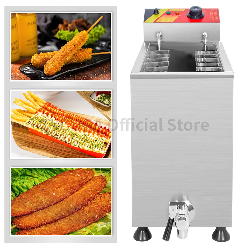 Komerčné automatické 25/21 l Veľká kapacita syr Hot Dog Sticks Fryer Elektrický hlboký kórejský kukurič