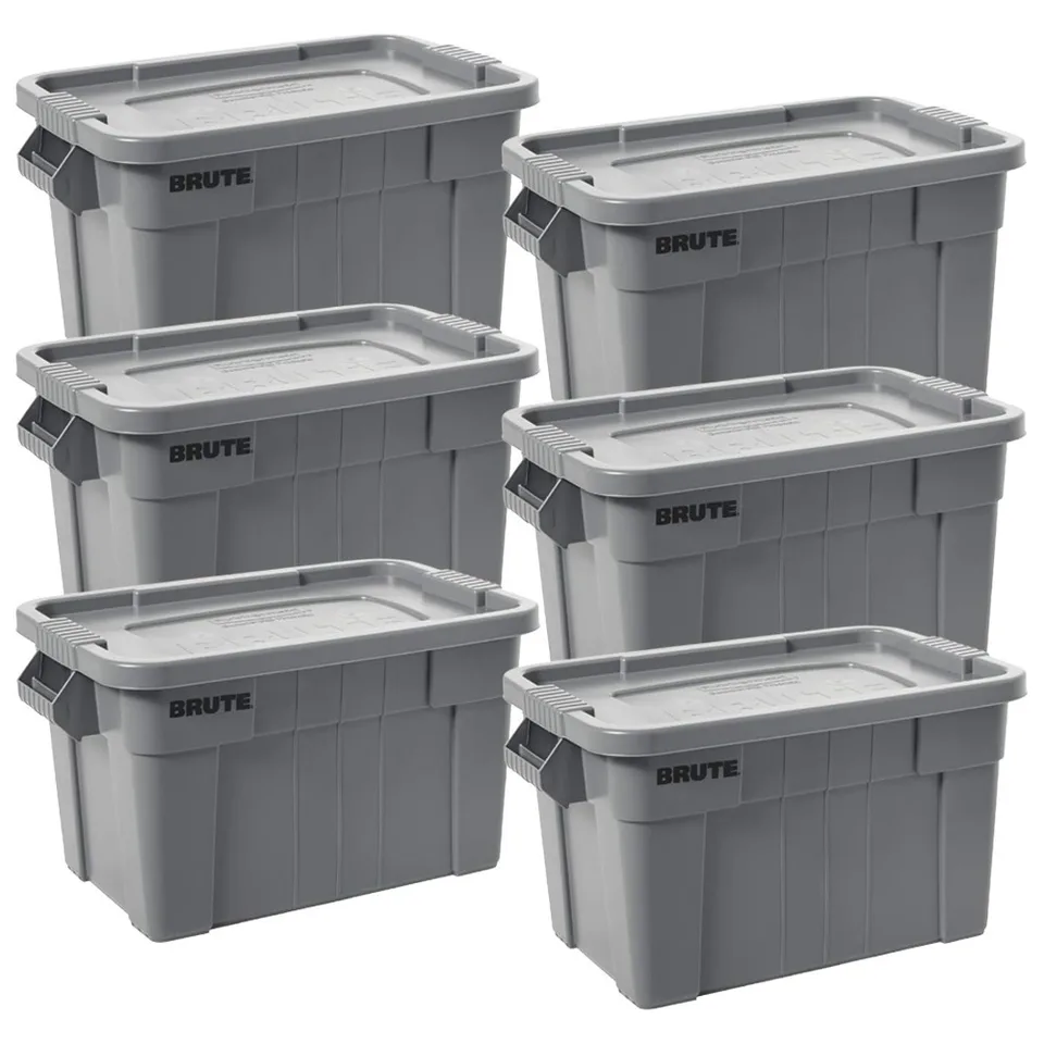 Komerčné výrobky Brute Tote Storage Bin s vekom, 20-galónom, šedým, robustným/opakovane použiteľným škatúľam