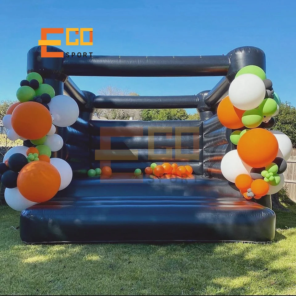 Komerčný nafukovací Halloween Black Bounce House s posúvačom alebo hradom pre prenájom skokan