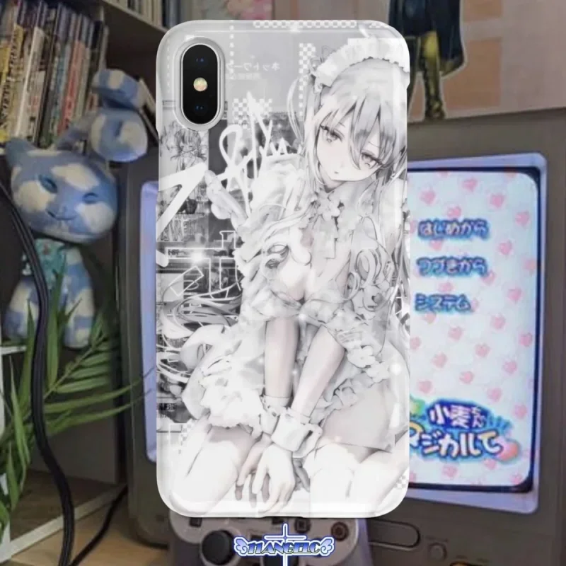 Komická subkultúra strieborná dievča kreatívne puzdro pre mobilný telefón pre iPhone 16 15 14 13 12 11 Pro Max 7 8 plus y2k all-inclusive