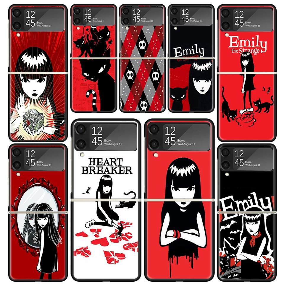 Komiksy Emily The Strange Puzdro pre telefón pre Samsung Galaxy Z flip6 flip5 flip3 prípady z flip 6 3 4 5 5 g zadných krycích škrupín Fundas