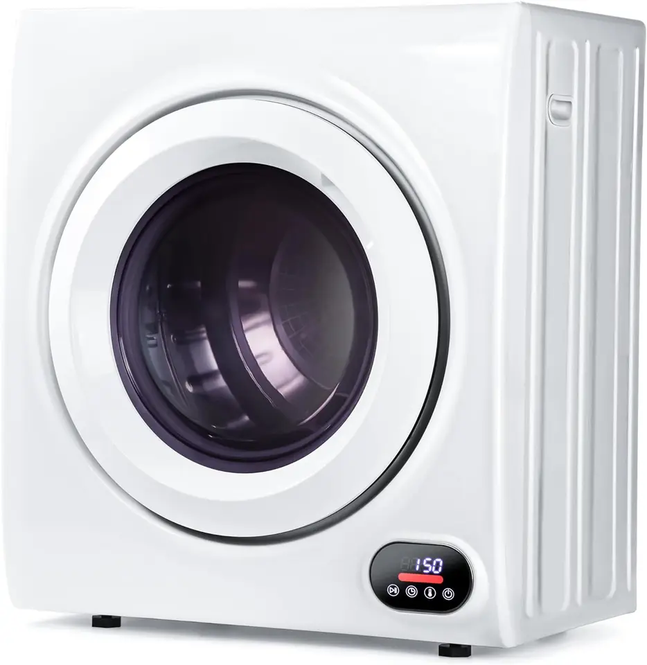 Kompaktná sušička na bielizeň, 2,65 Cu Ft predné zaťaženie z nehrdzavejúcej oceľovej sušičky s výfukovým potrubím, 1400 W, LCD Ovládací panel Four Four