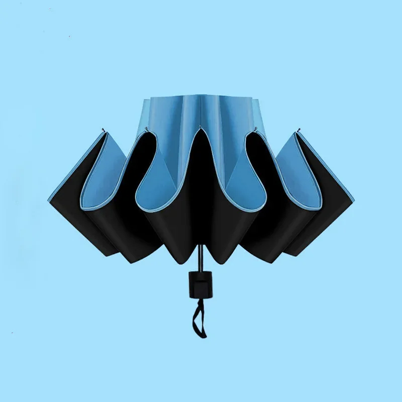 Kompaktný reverzný dáždnik pre dážď a UV ochranu Invertované skladacie dáždniky s prenosným dáždnikom reflexného bezpečného pruhu