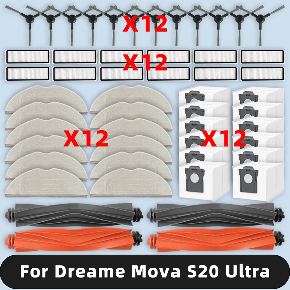 Kompatibilné pre Dreame Mova S20 Ultra / RLM71Ce náhradné diely hlavná bočná kefa Hepa filter mop Pad Dust Bag príslušenstvo spotrebný materiál