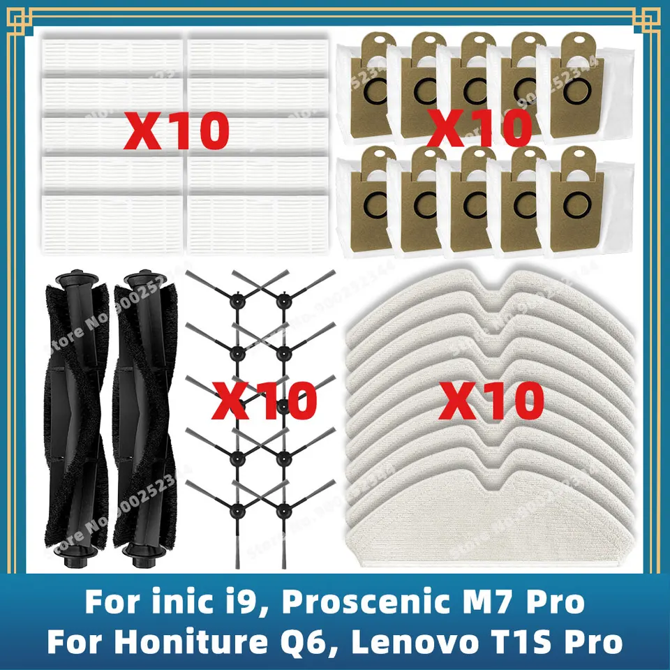 Kompatibilné pre INIC I9, PROSCENIC M7 Pro, Honart Q6, KYVOL CYBOVAC S31, Lenovo T1 T1S Pro, XBOT L7 Pro Brush Filter Mop Bag Mop