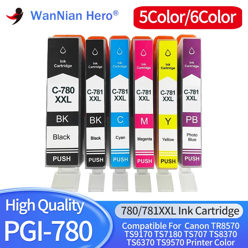 Kompatibilné pre PGI-780 CLI-781 PGI780 CLI781 Atramentová kazeta pre kánon pre PIXMA TR8570 TS9170 TS7180 TS707 TS8370 TS6370 TS9570