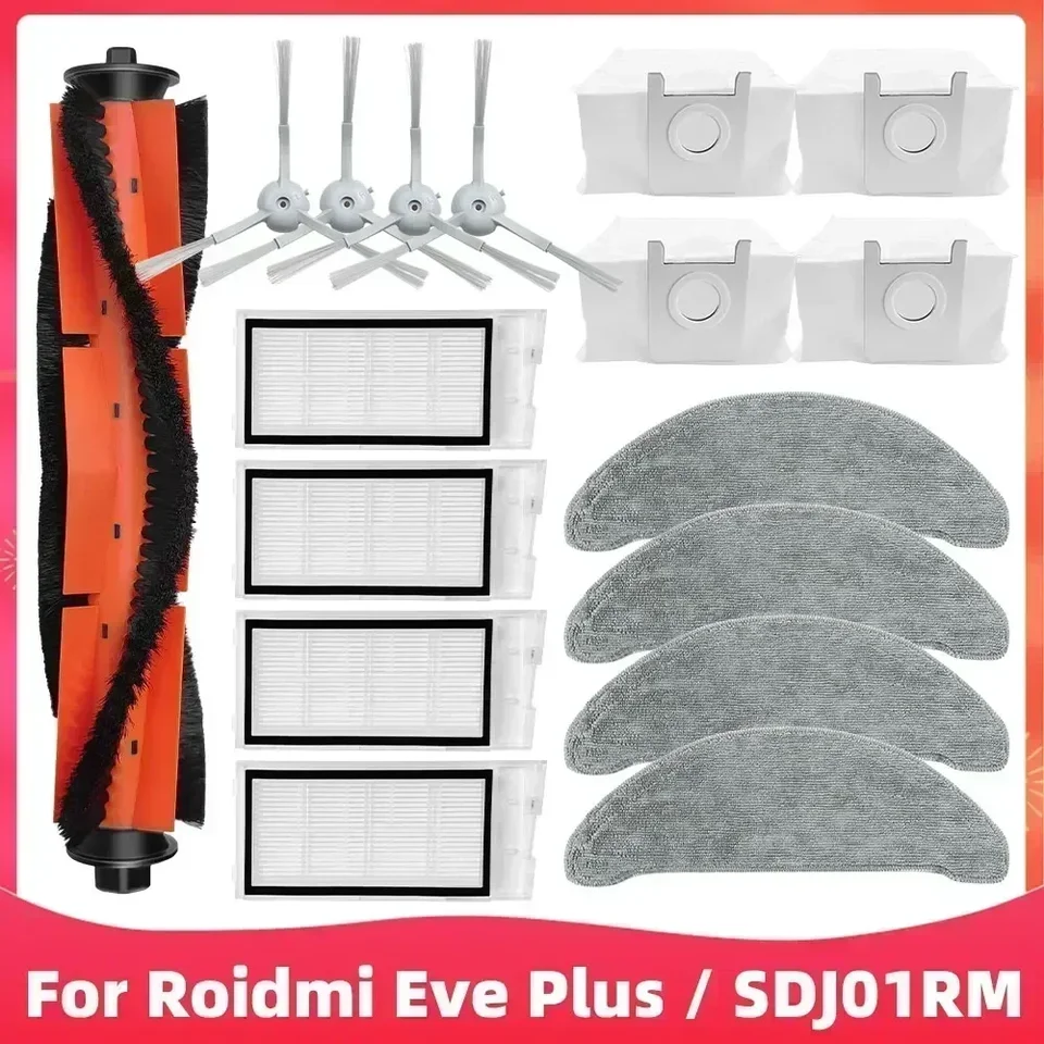 Kompatibilné pre roidmi Eve Plus / SDJ01RM Hlavná bočná kefka Hepa filter mop prachový taška robot robot vysávač náhradné diely doplnky