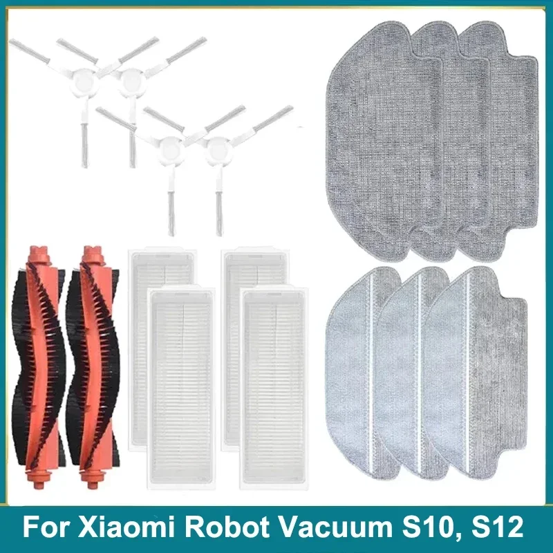 Kompatibilné pre Xiaomi robotické vákuum S10 S12 B106GL Náhradné náhradné diely doplnky Hlavná bočná kefka HEPA Filter mop handrička