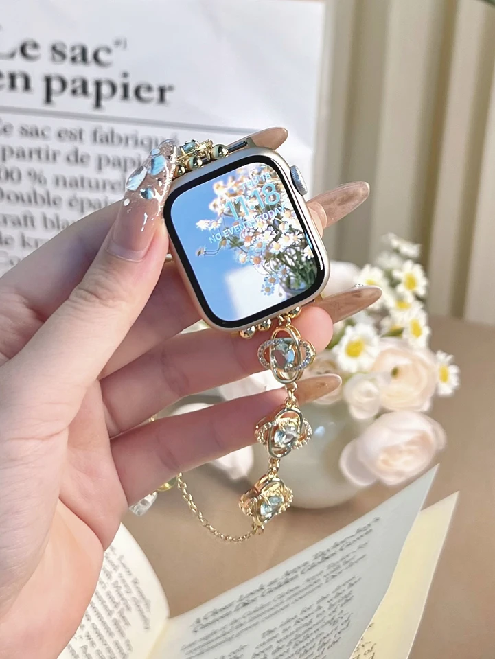Kompatibilné s Apple Watch Apple Paperclip Flower Series 8 7 6 5 4 3 2 1 SE Gen 38/40/41mm42/44/45/#Band#Farba pásma: Striebro, St