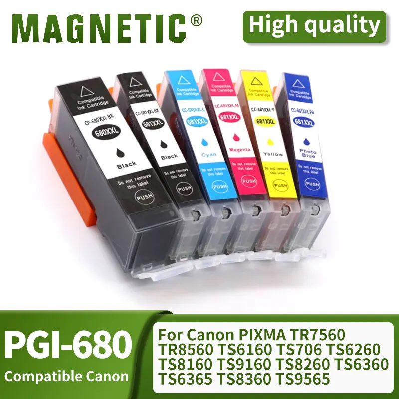 Kompatibilný PGI-680 CLI-681 atramentová kazeta pre Canon Pixma TS706/TR7560/TR8560/TS6160/TS6260/TS8160/TS8260/TS9160/TS9560