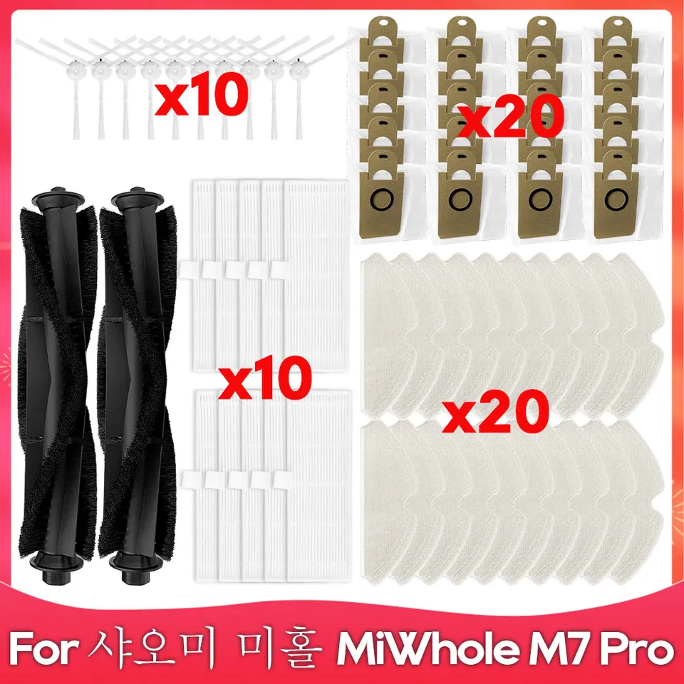 Kompatibilný pre (MIWHOLE M7 Pro) bočné kefové kefové kefové filter mop prachový tašiek robotický vákuový čistiaci prostriedok