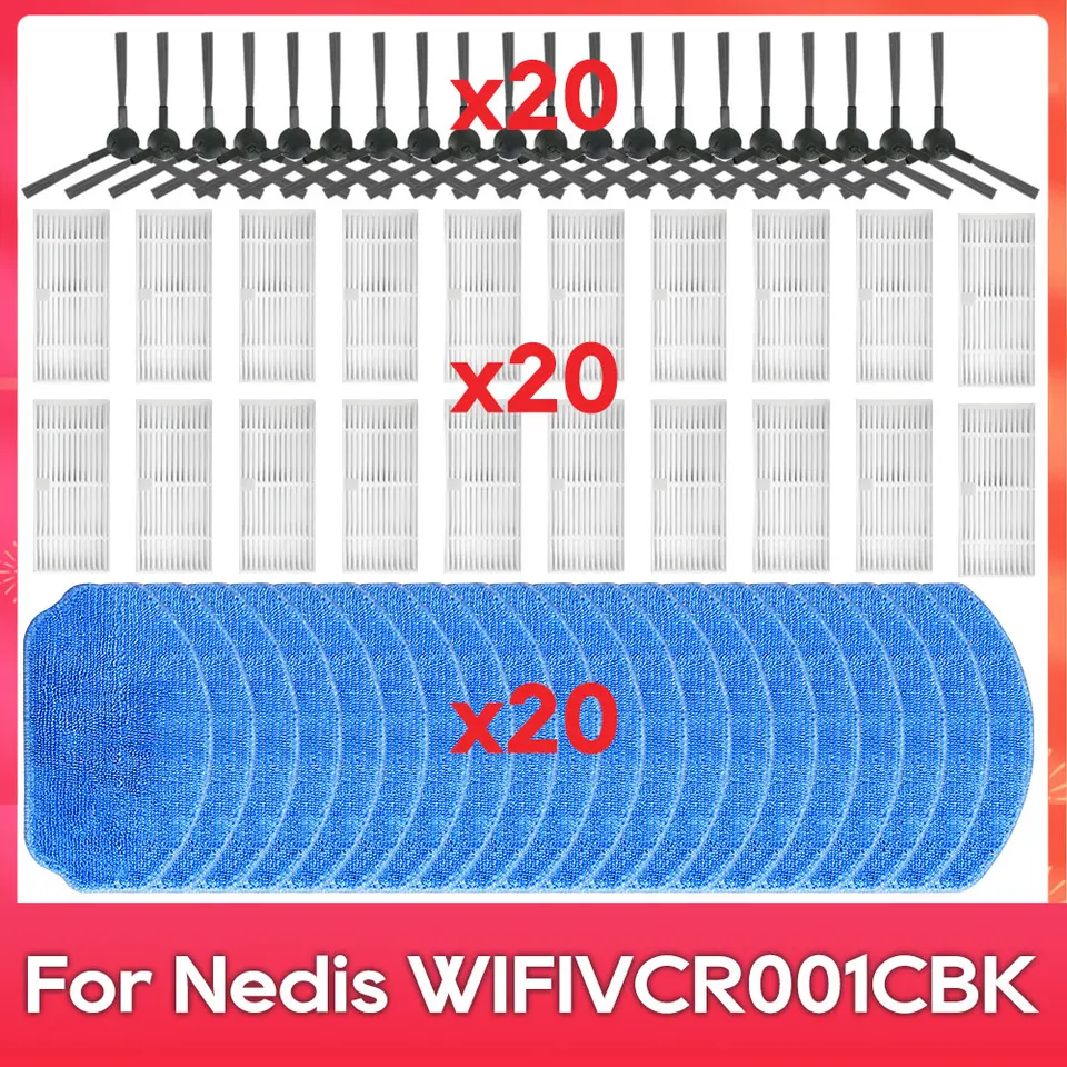 Kompatibilný pre (Nedis wifivcr001cbk) bočné kefové filter mop robotický vysávač Vysávač