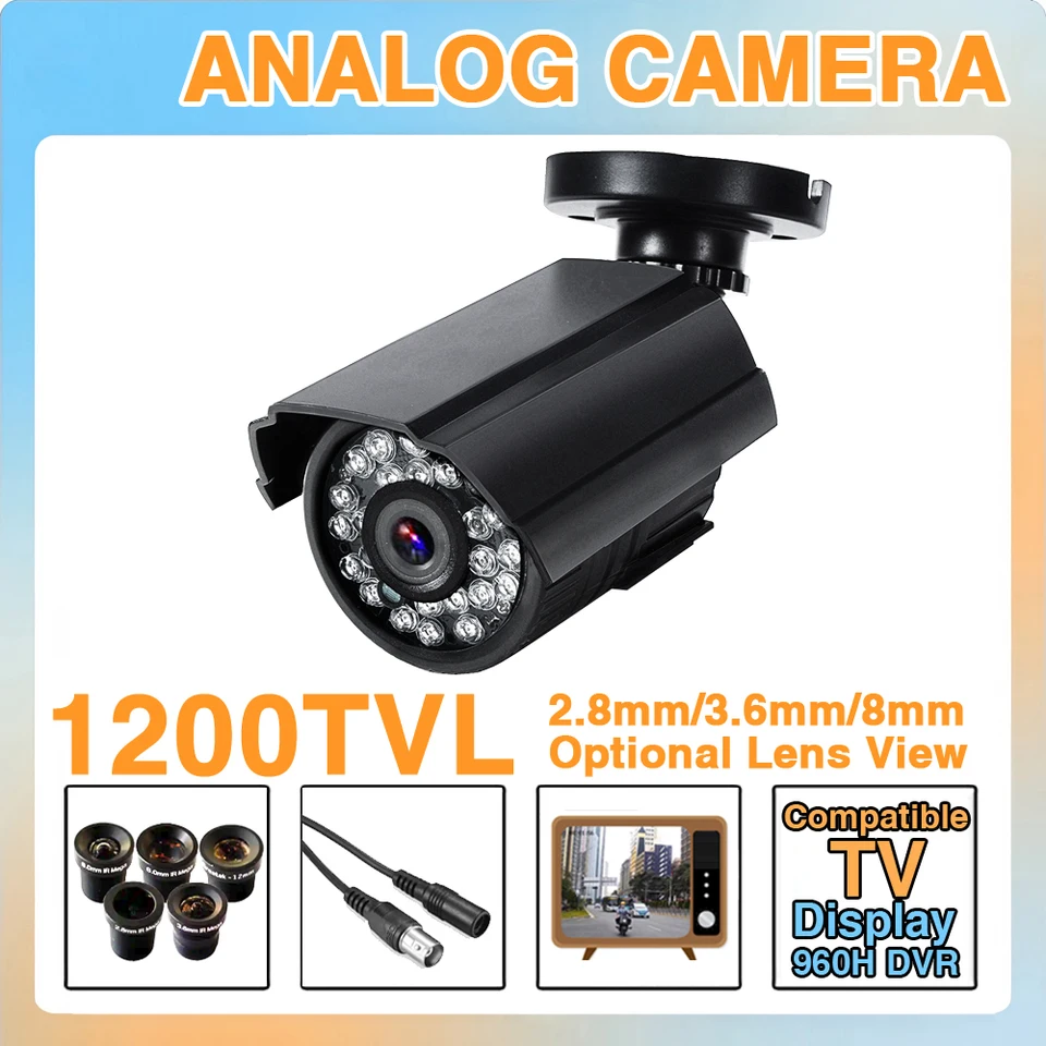 Kompatibilný televízor Mini Outdoor IP66 nepremokavá CCTV fotoaparát Real 1200TVL HD Night Vision CVBS Analóg Audio Ir-Cut Simple Quick Seest